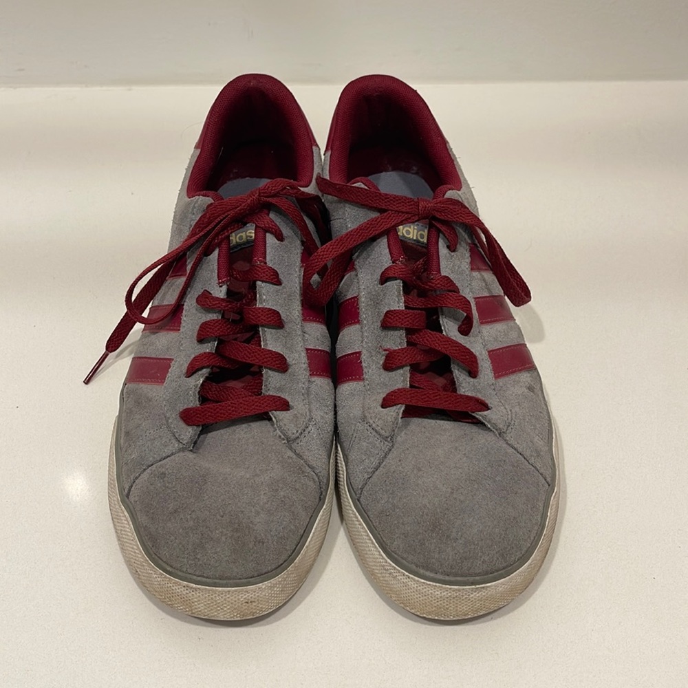 Men’s adidas grey and red sneakers